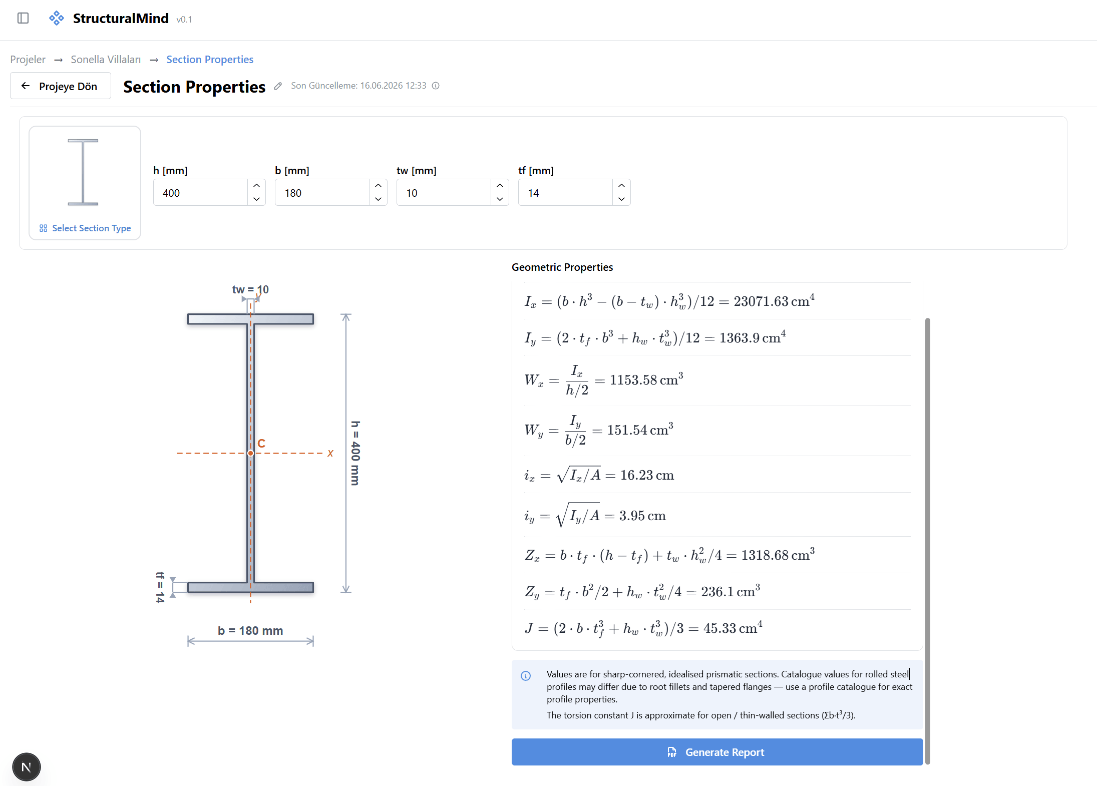 Free online section properties calculator